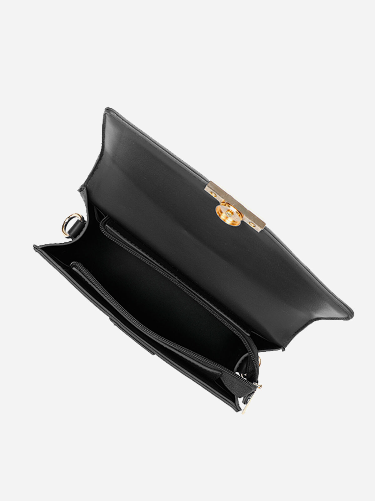 Mini sac rectangle à fermoir doré- Noir