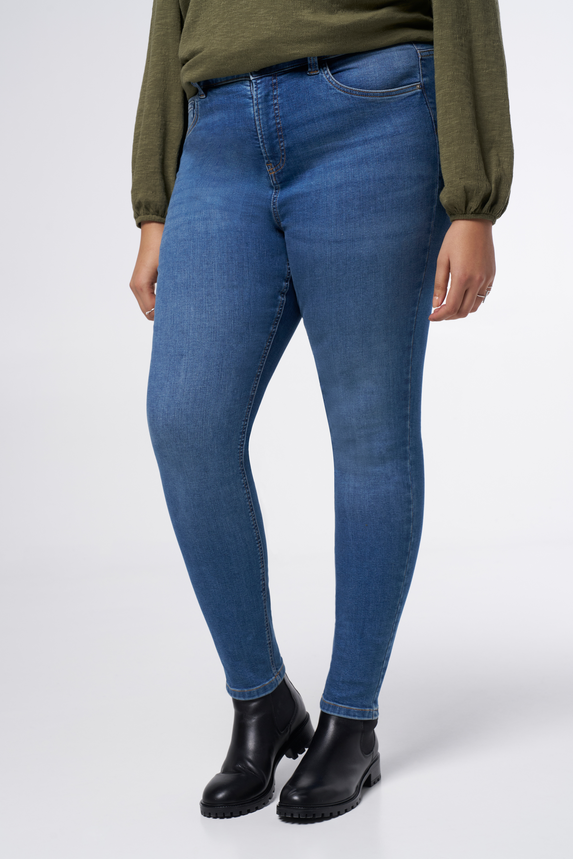 Skinny leg high waist jeans CHERRY Stonewash Denim