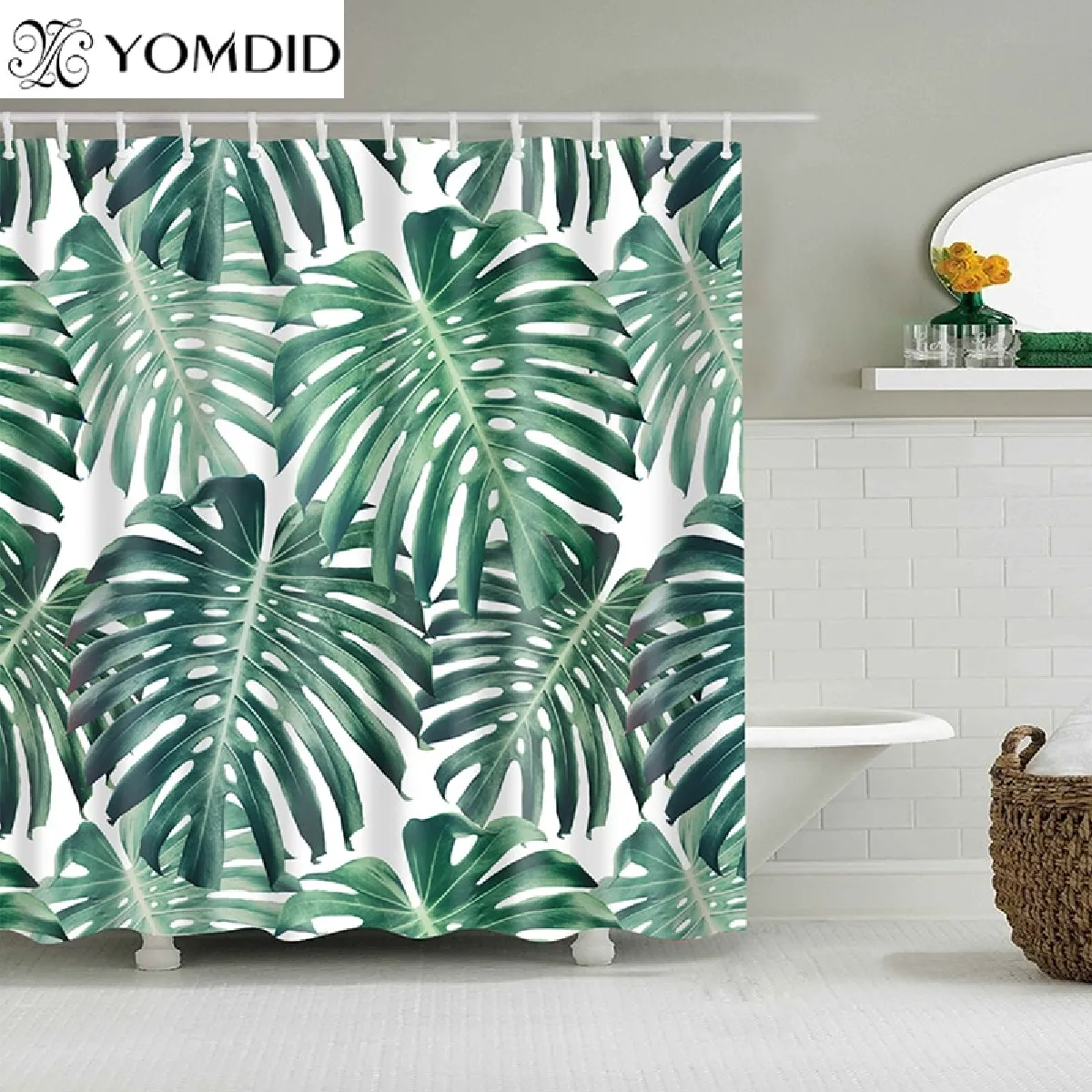 Universal Rideau de douche Plantes Tropicales Vertes 180x180 cm