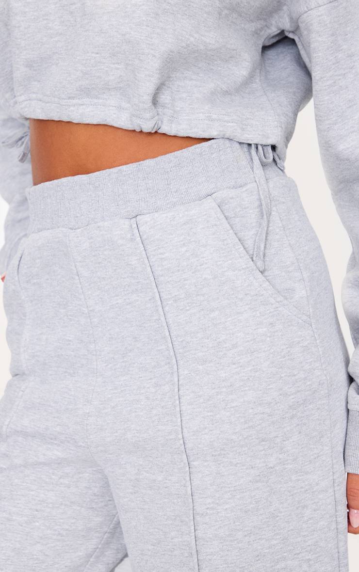 Gris Chiné Jogging Tall Taille Haute Jambes Larges Avec Détails De Coutures