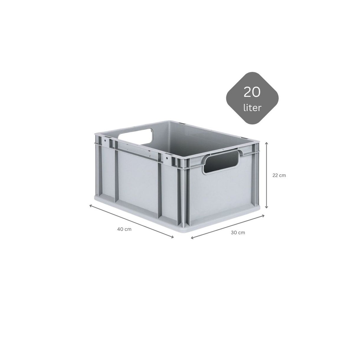PROREGAL Voordeelset 5x Eurobox Nextgen Economy met scharnierend deksel & blauwe schuifsluitingen, open handgrepen, HxBxD 22 x 30 x 40 cm, 20 liter