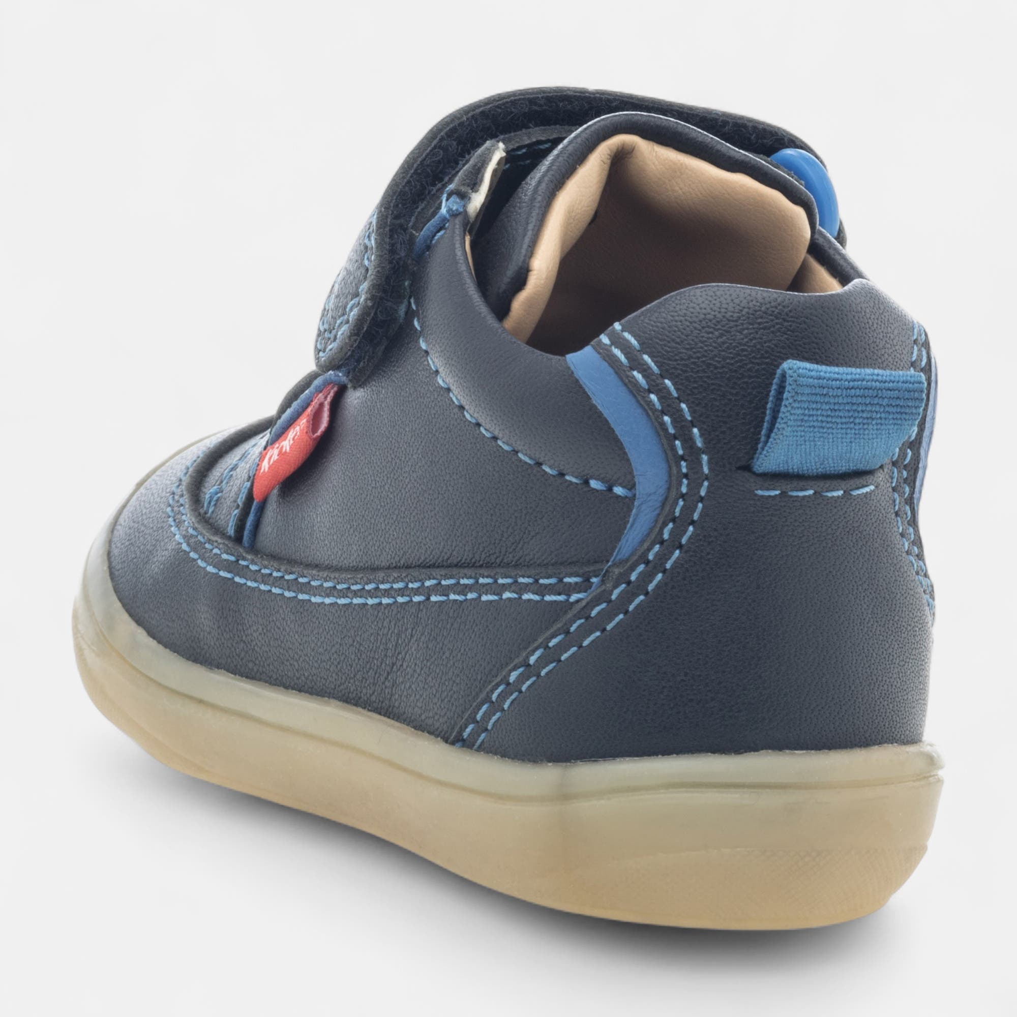 Baskets hautes Bébé garçon en cuir bleu marine