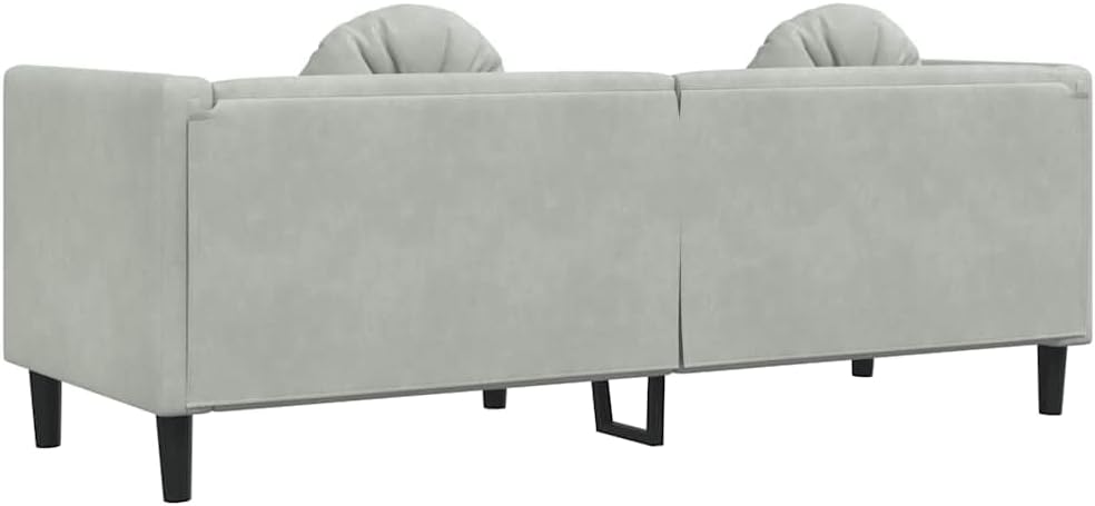3-Sitzer Sofa Hellgrau Samt 193,5 x 77 x 70 cm mit Kissen Modernes Design Komfortabel & Stabil für Wohnzimmer Büro Schlafzimmer
