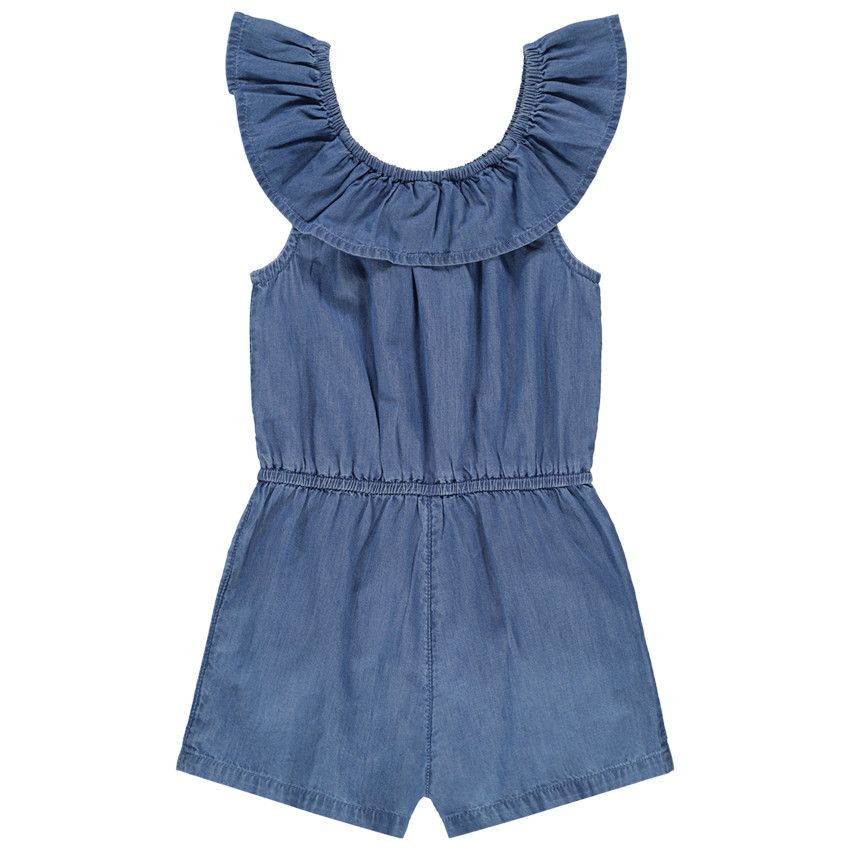 Combishort effet jean à épaules dénudées - Bleu