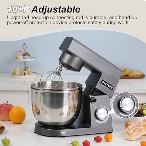 Robot Patissier CHeflee,1500 W Robot Patissier,avec Bol en Acier Inoxydable de 4,5 et 5,5 L,10 P Vitesse,avec Crochet Mélangeur,Crochet Pétrisseur,Fouet et Protection Anti Eclaboussures (Noir） : Cuisine et Maison