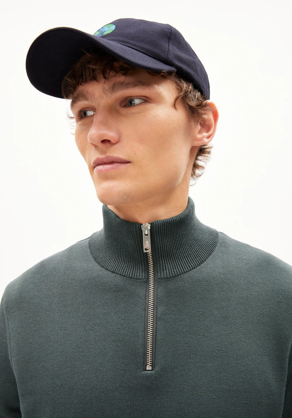 Armedangels Zip-Strickpullover Faabes Space Steel