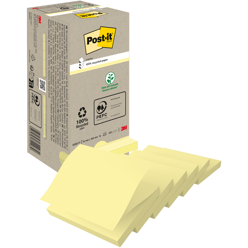 Post-it Haftnotizen Z-Notes, 76 x 76 mm, 16 x 100 Blatt