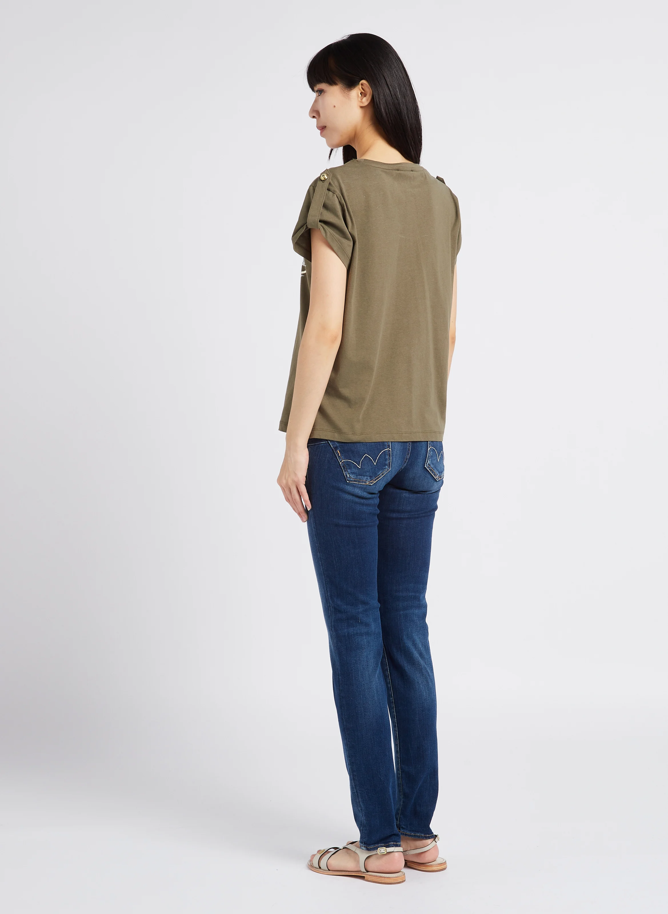 HAMOON - Sandales plates en cuir| Beige