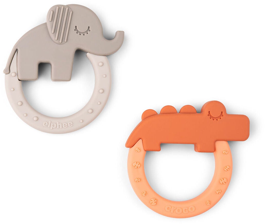 Done By Deer Deer Friends Biteringer 2-pack, Papaya/Sand
