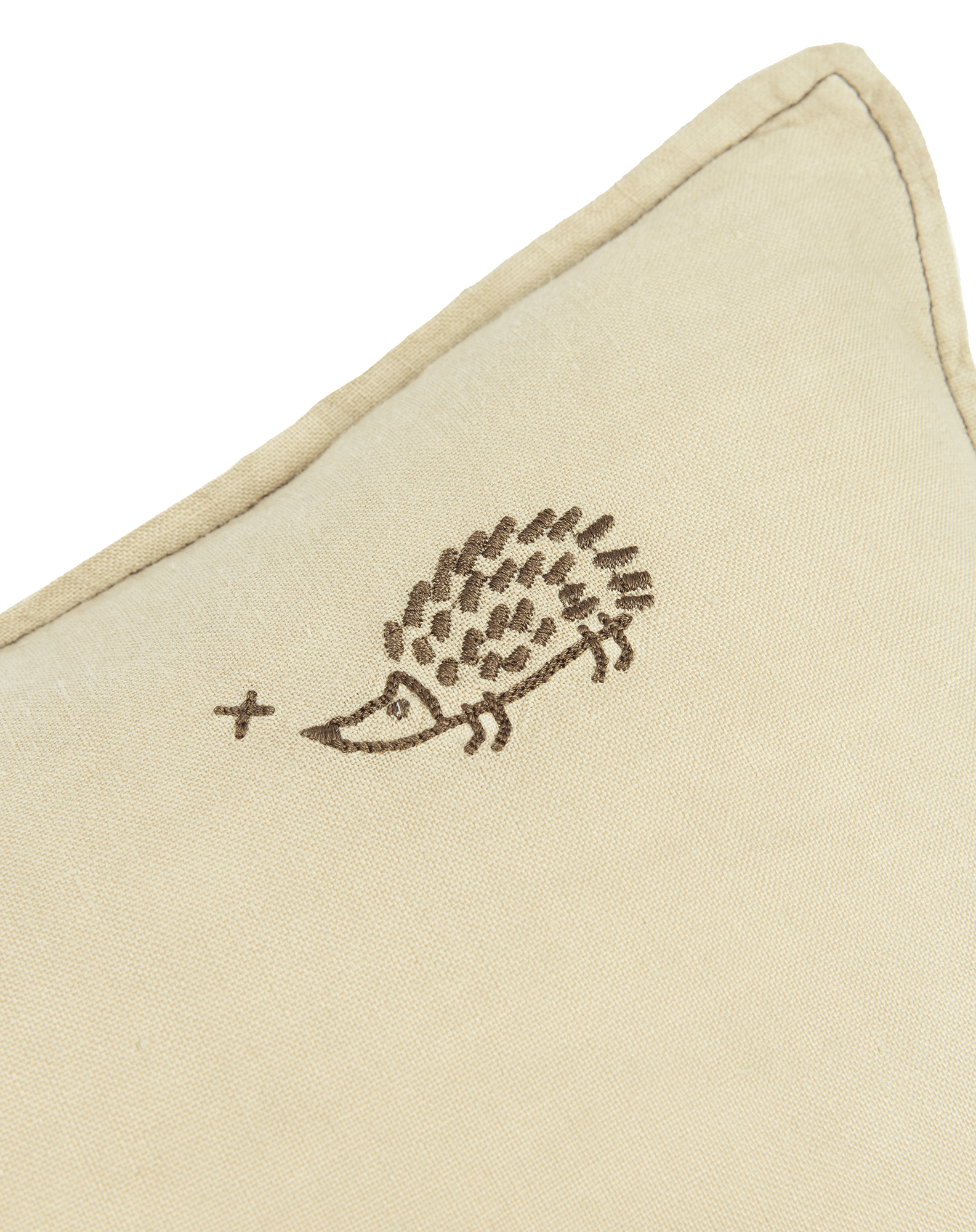 Coussin rectangulaire brodél1n0 en lin français lavé | Beige