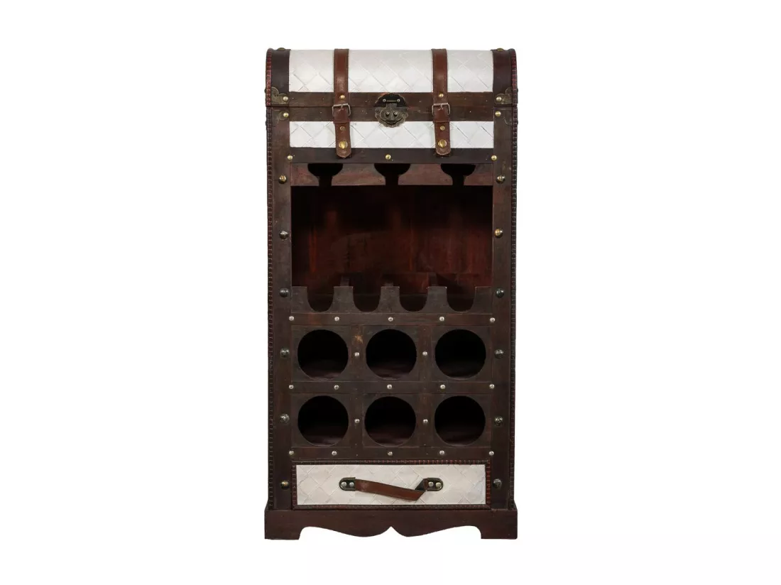 Coffre à bouteilles en bois marron 44x30x85h