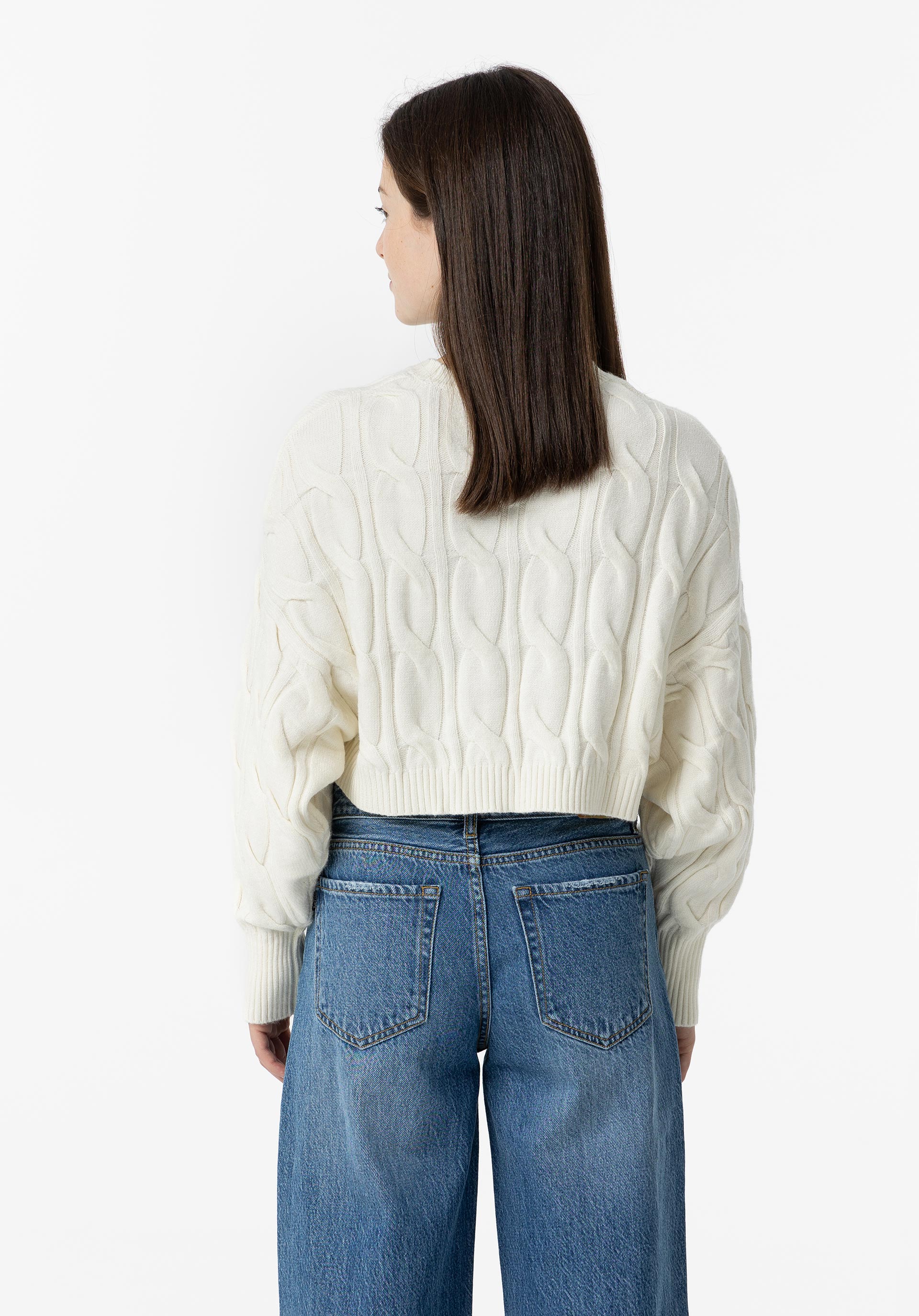 Camisola em Malha de Cabo Cropped