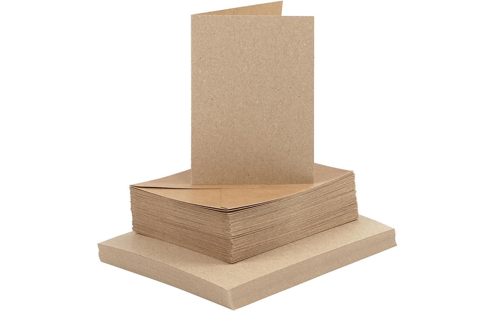 Blankokarte und Couvert 10.5 x 15 cm, 50 Stück, BraunPostkarten mit Umschlag für jeden Anlass