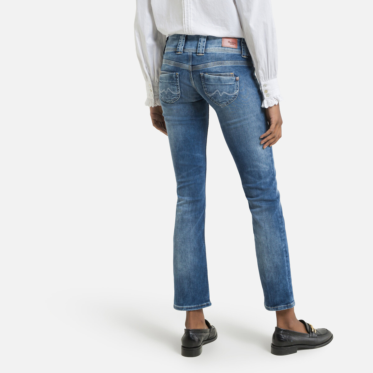 PEPE JEANS<br>VENUS calça jeans de cintura baixa com fechamento duplo por botões