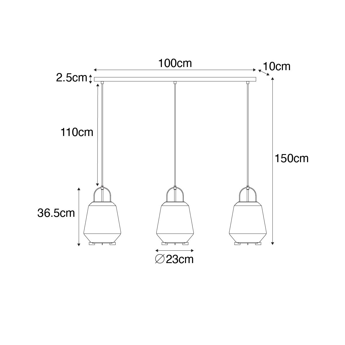 Hanglamp goud met amber glas 23 cm langwerpig 3-lichts - Kevin