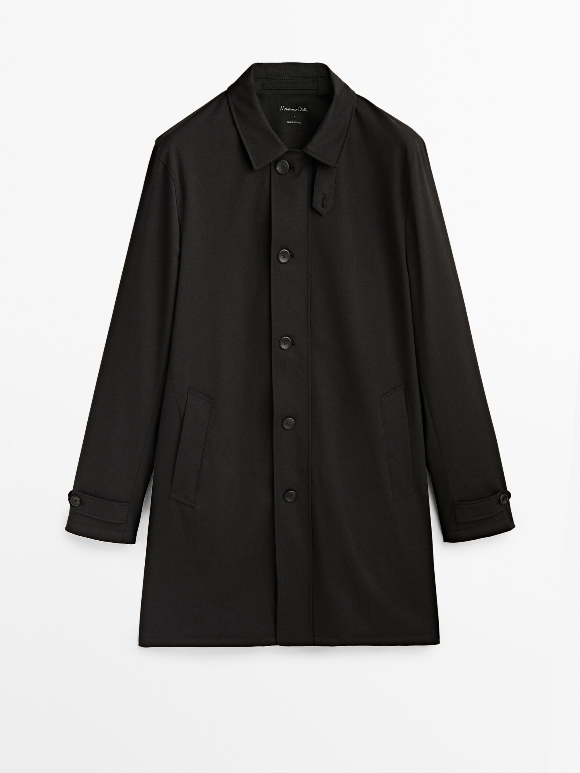 Casaco trench coat Chaqueta em lã - PRETO