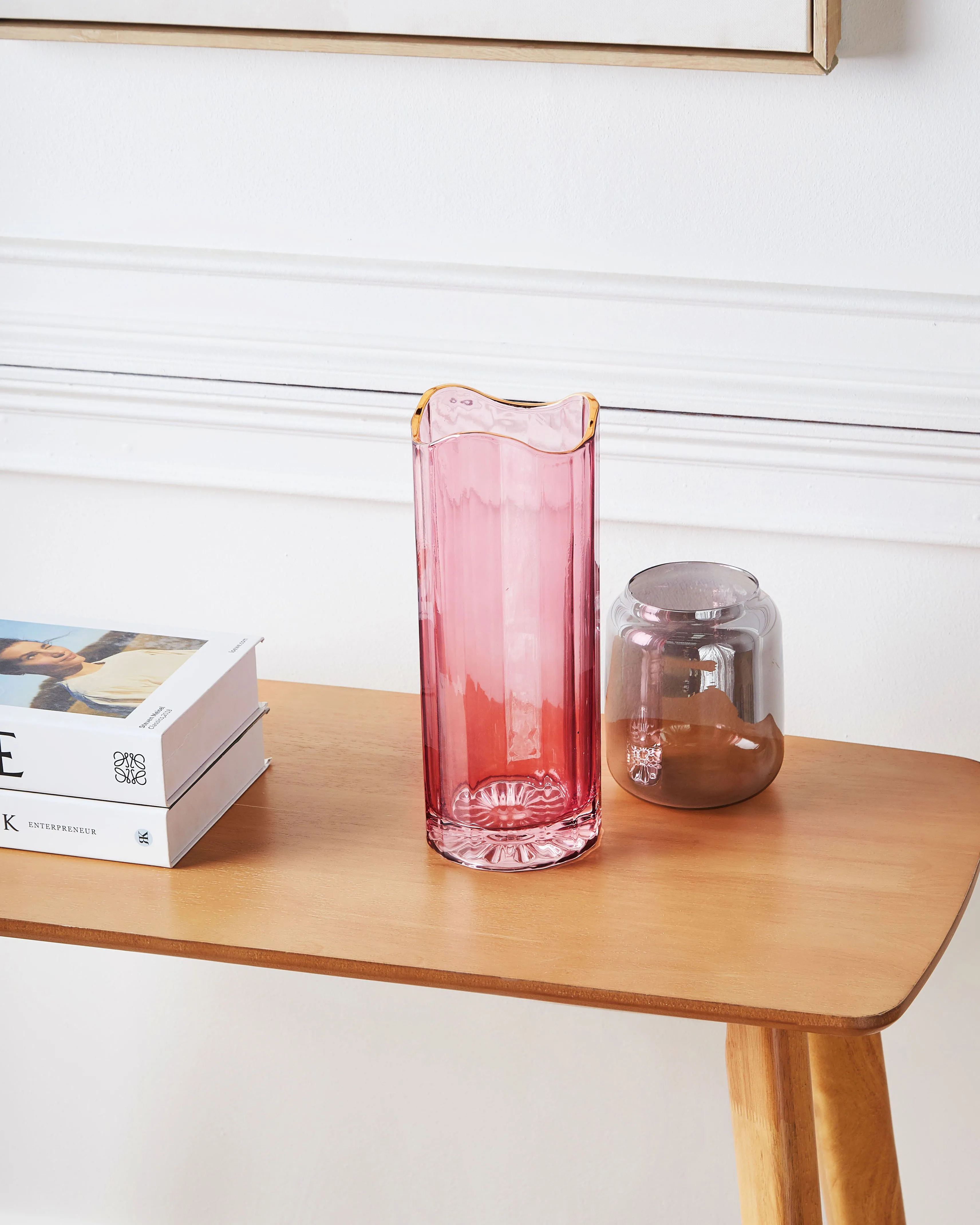 Bloemenvaas PERDIKI Glas 30 cm Roze