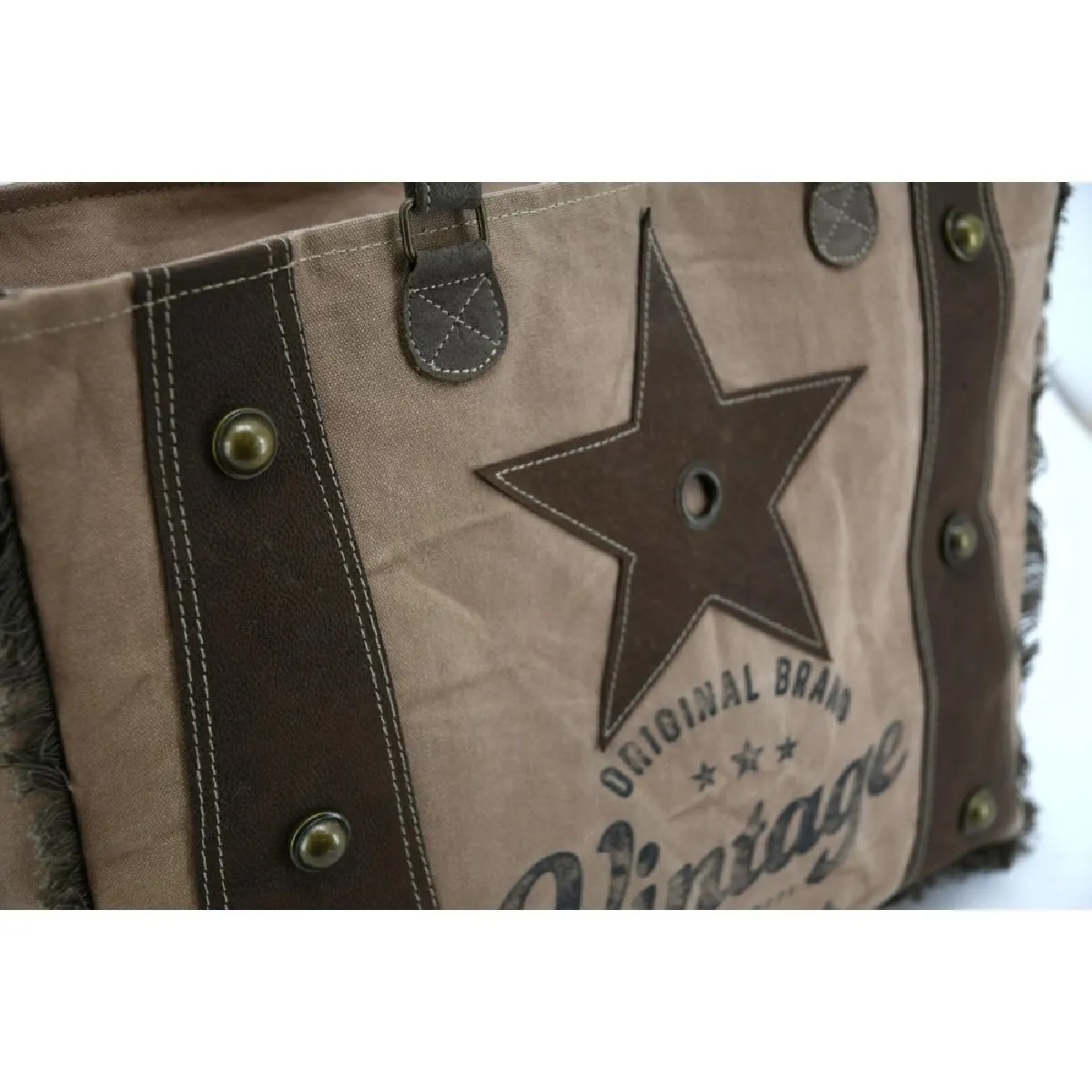 Aubry Gaspard Sac coton et cuir de buffle