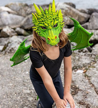 Great Pretenders Udklædning - Dragemaske -  Grøn