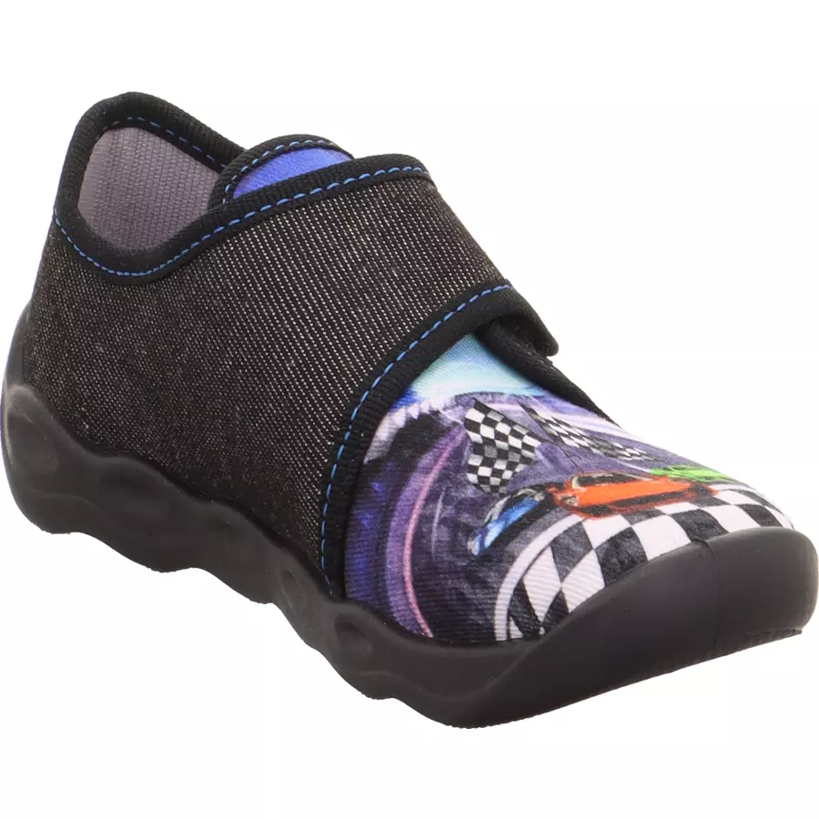 superfit Hausschuh Bubble Rennauto schwarz