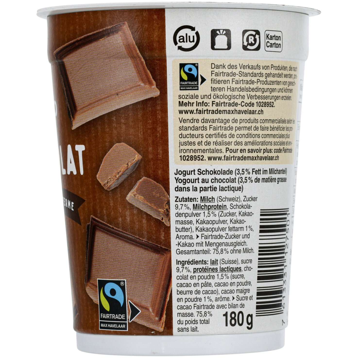 Fairtrade Joghurt Schokolade 2x180g