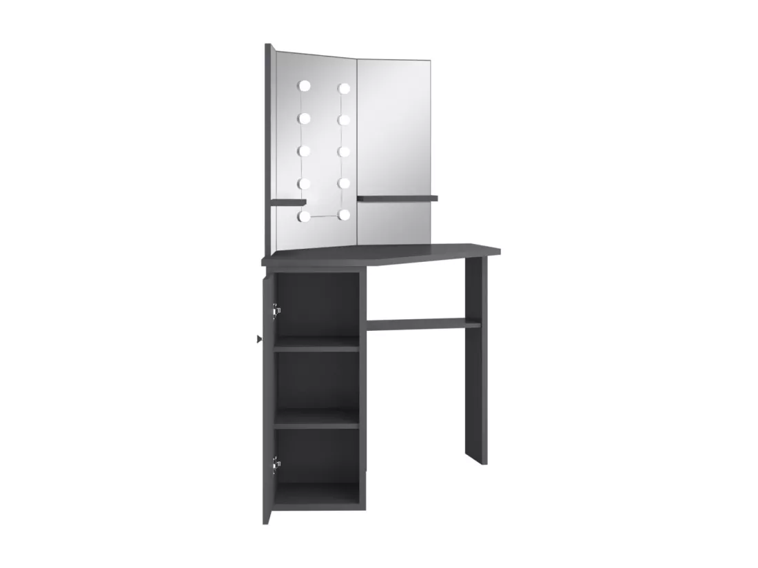 Coiffeuse d'angle avec LED Gris 111x54x141,5 cm