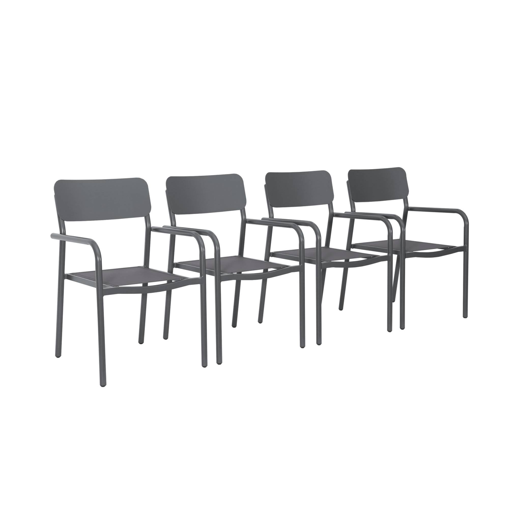sweeek - Stapelbare tuinstoelen van aluminium en textileen (Set van 4)