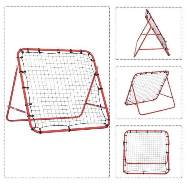 Rebounder Football Rebound Veggmålnett For Fotball Justerbar Vinkel Rød + Svart 96 X 80 X 96 Cm