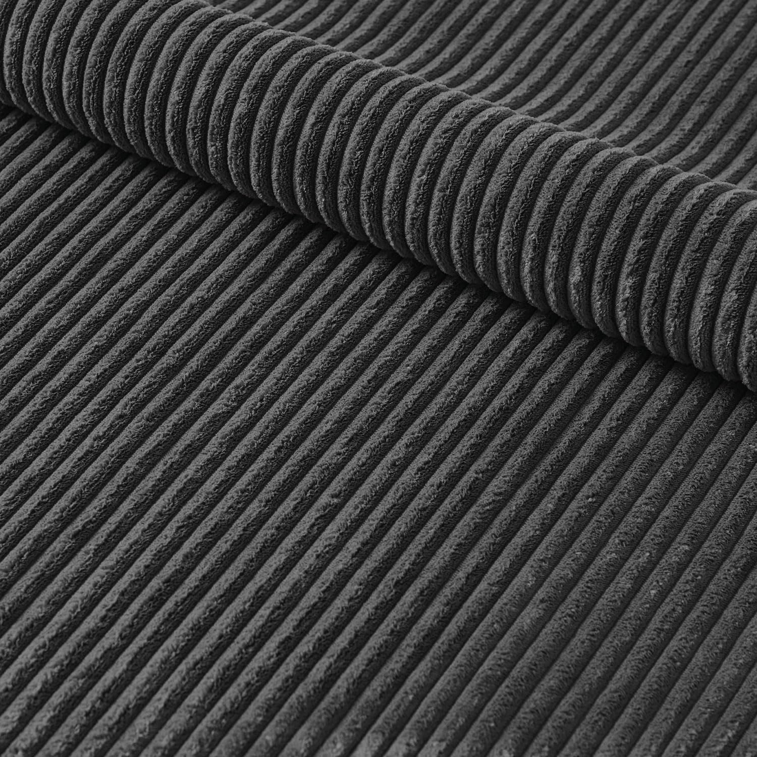 B&D home® Esszimmerstuhl ARVIT drehbar – mit Armlehnen, 360° Drehfunktion, Moderner Cordstoff in Dunkel Grau, Metallgestell schwarz, komfortabel gepolstert