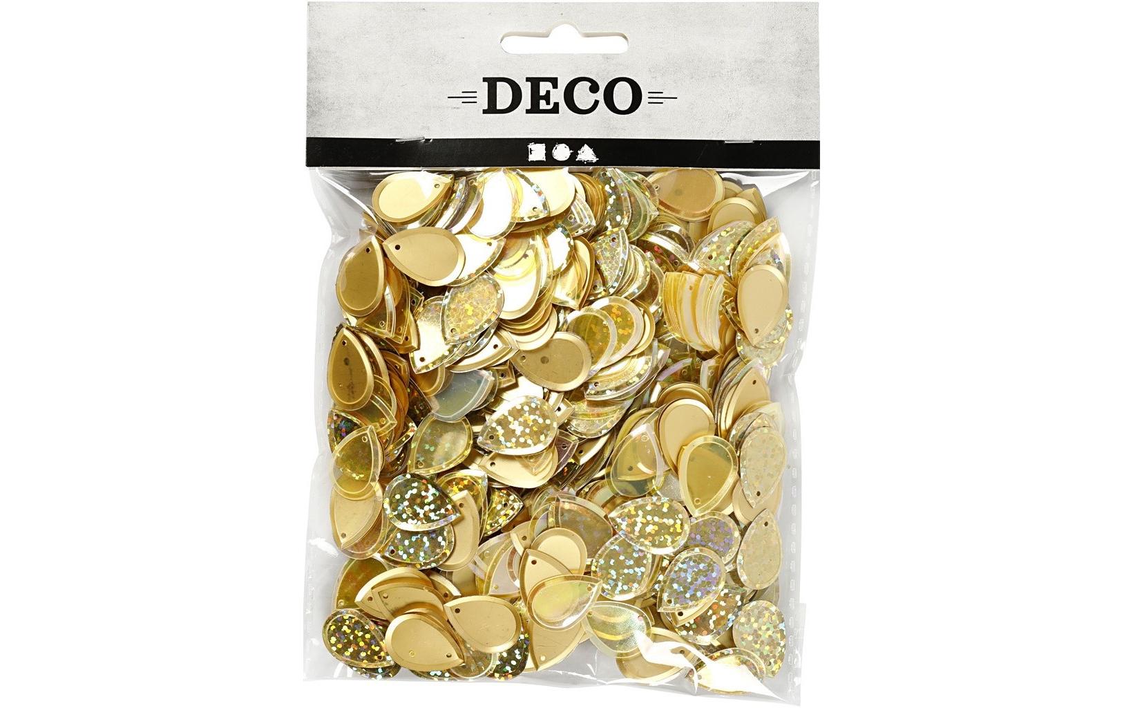 Pailletten 14 x 19 mm, 50 g, GoldMischung aus runden Pailletten mit Löchern