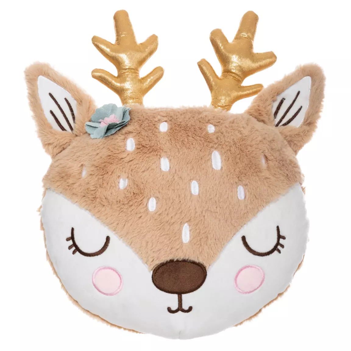 Coussin rond enfant (30 cm) Tête de Biche Taupe