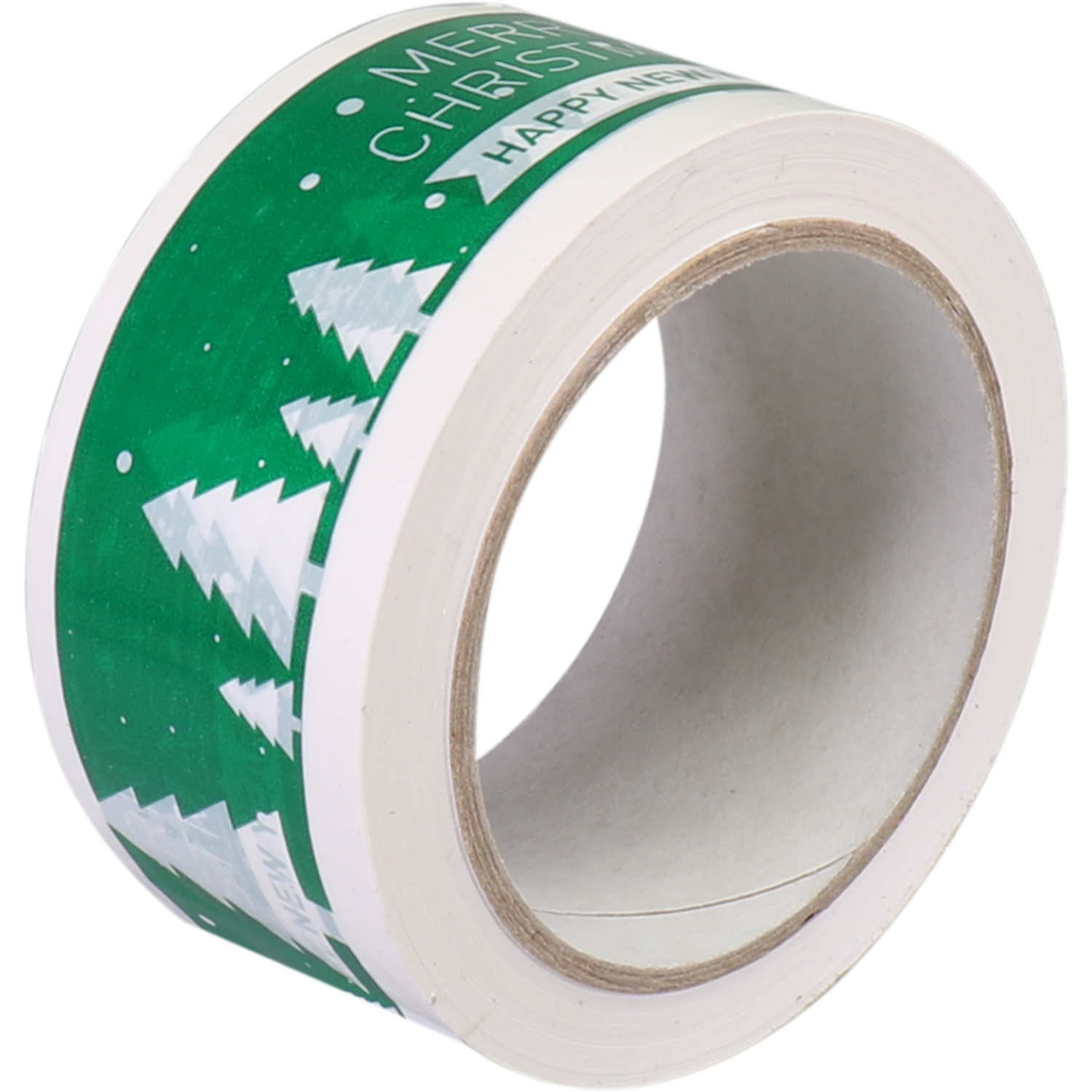 Dozensluittape, Merry Christmas, PVC, 50mm, 66m, groen/wit