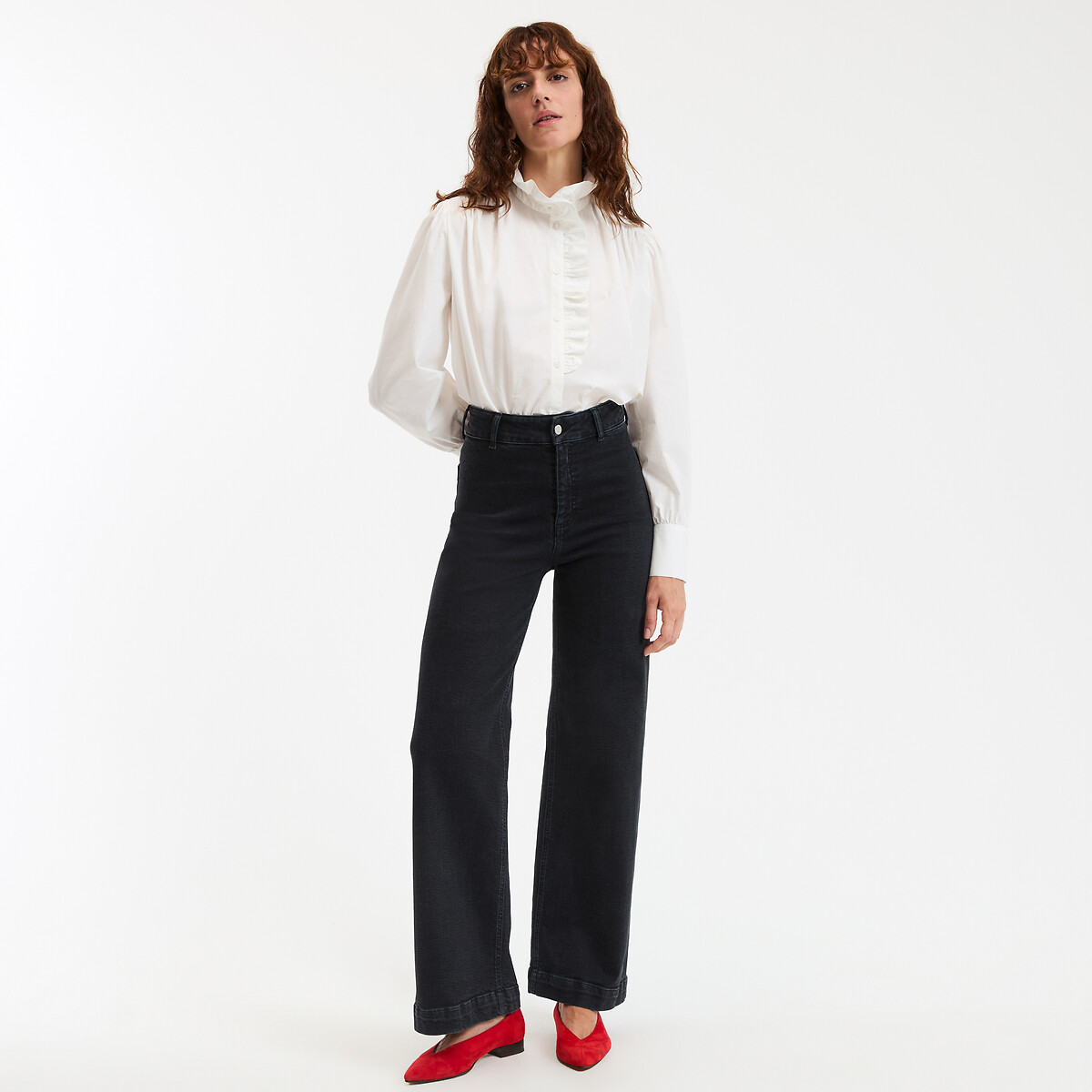 COLEÇÕES LA REDOUTE<br>Calças jeans largas de cintura alta