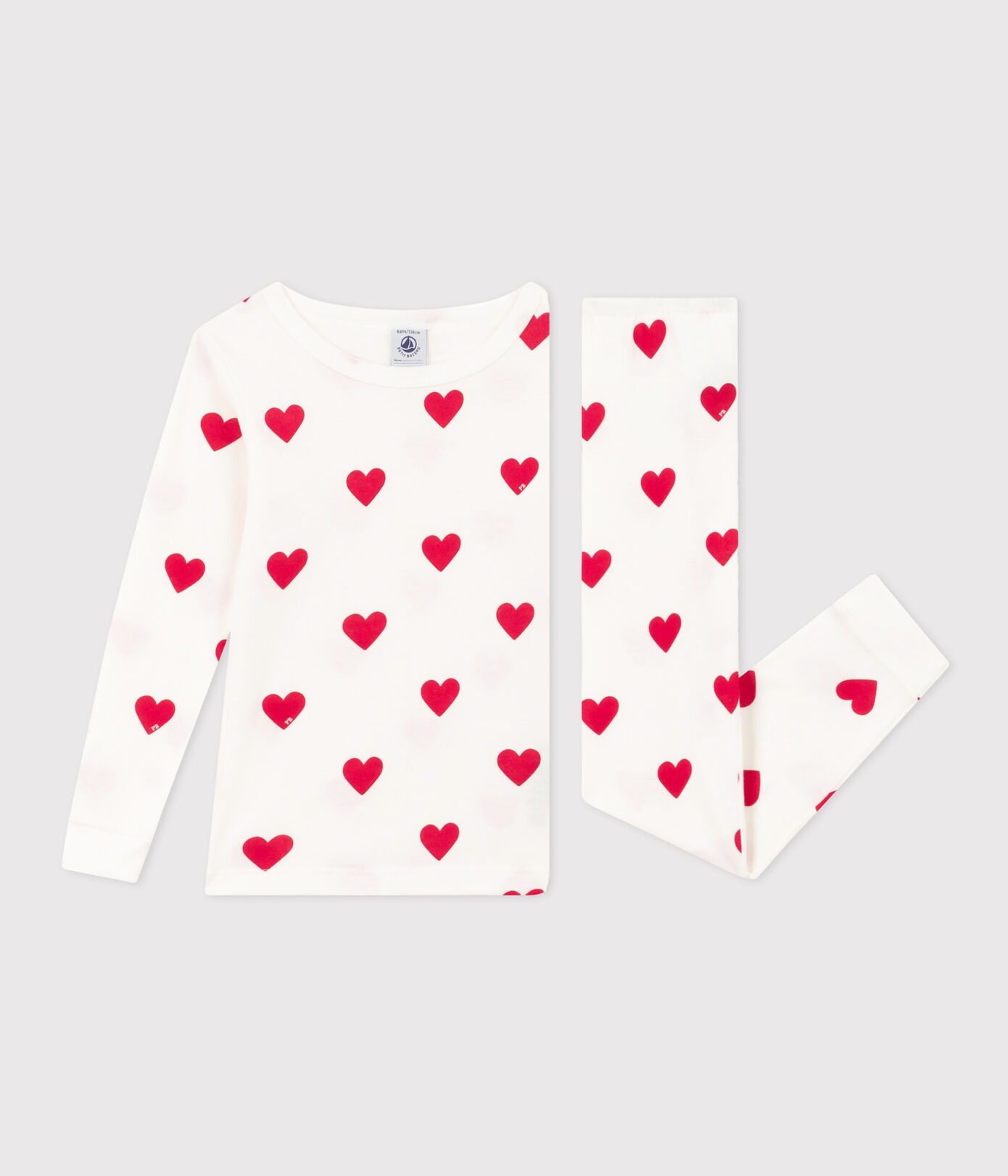 Pyjama ajusté coeurs en coton petite fille