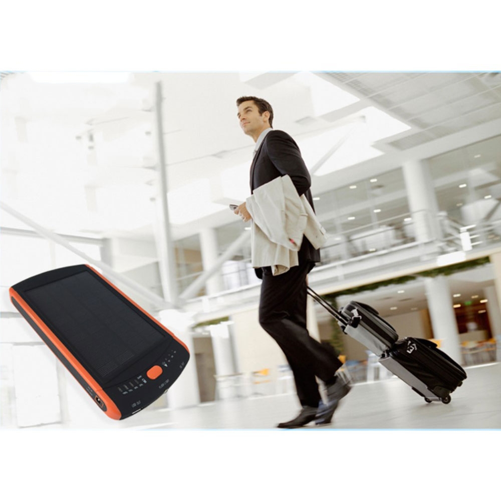 (23000mAh) USB A Mega Solar Powerbank Ladestation inkl. Ladeadapter 12V/16V/19V   Taschenlampe