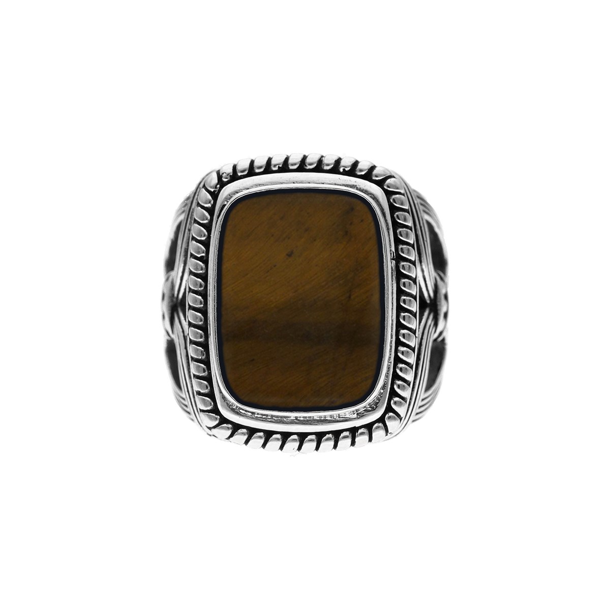 Bague Argent Homme Temple Pierre oeil De Tigre