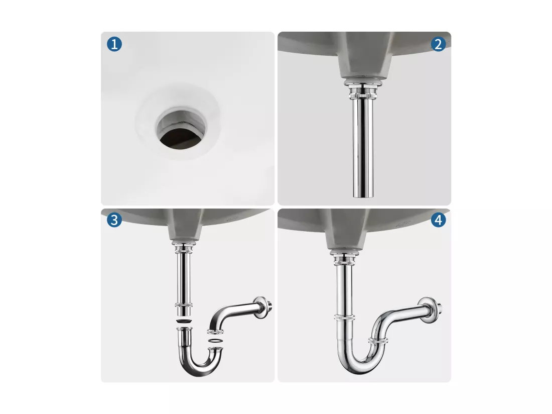 AuraLum Max Siphon de Lavabo Tube Universel Diamètre de 32mm Siphon en Chromé Anti Odeur Lavabo Siphon Plomberie pour Cuisine Salle de Bain,EU Modèle