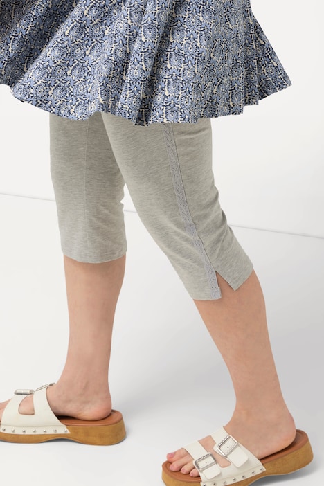 Capri-Leggings, seitliches Spitzenband, Biobaumwolle