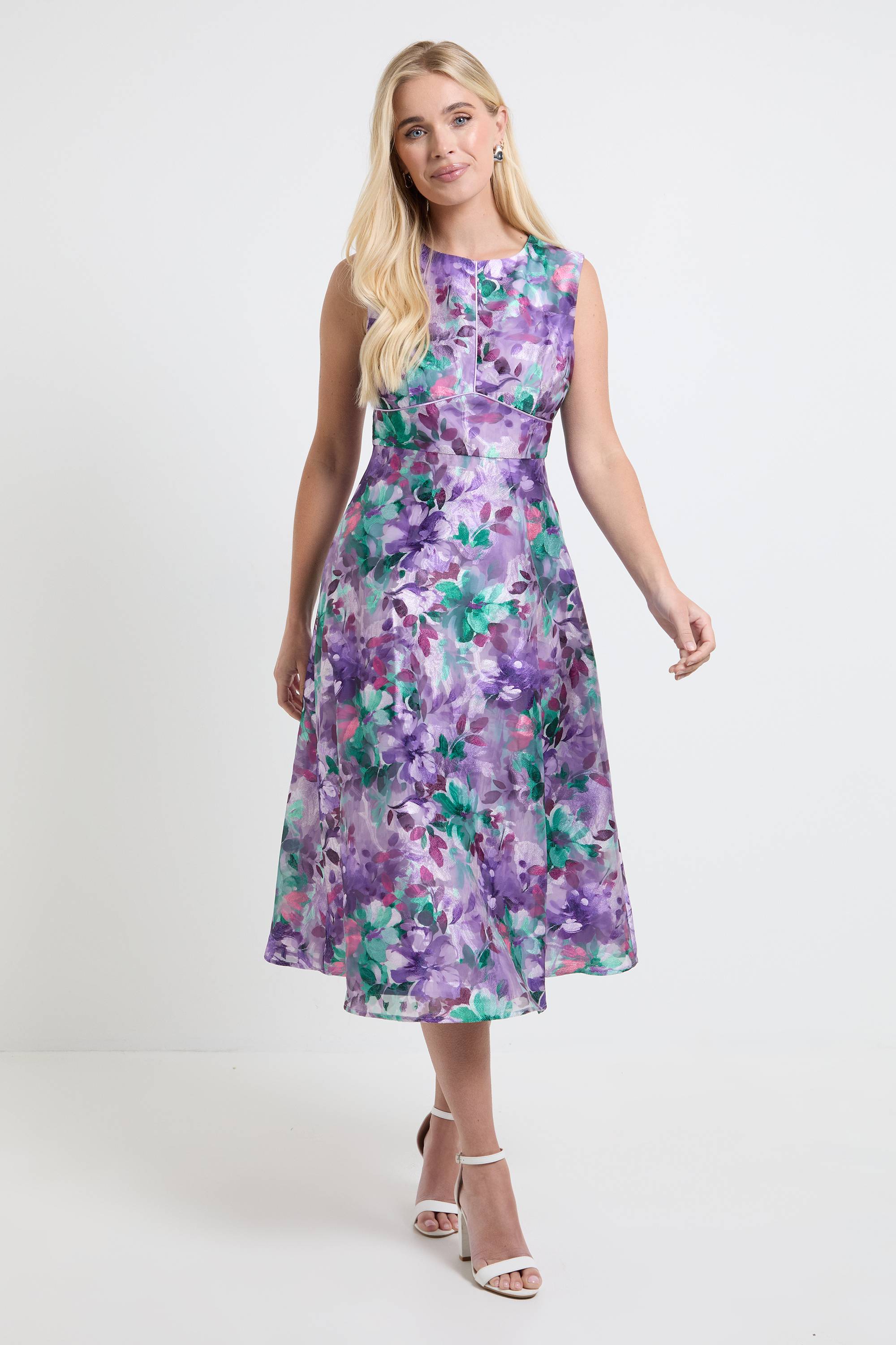 Wallis Robe Midi Sans Manches À Imprimé Floral Dévoré Petite