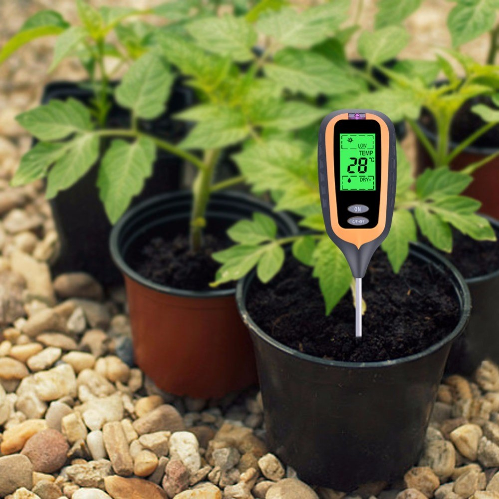 4in1 Boden Tester pH-Wert Pflanzenerde Garten Messgerät Feuchtigkeit / Sonnenlicht / Temperatur (Batteriebetrieben)