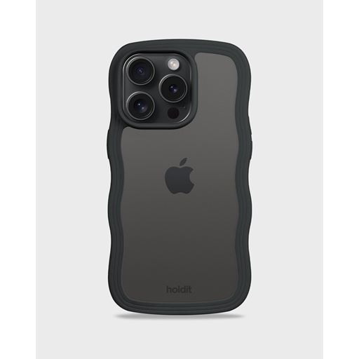 holdit Iphone 14 Pro Max Transparent Wavy Cover, Black/Transparent