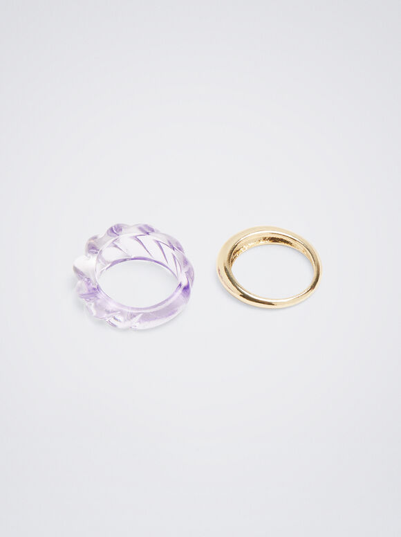 Conjunto de anéis com resina - Violeta