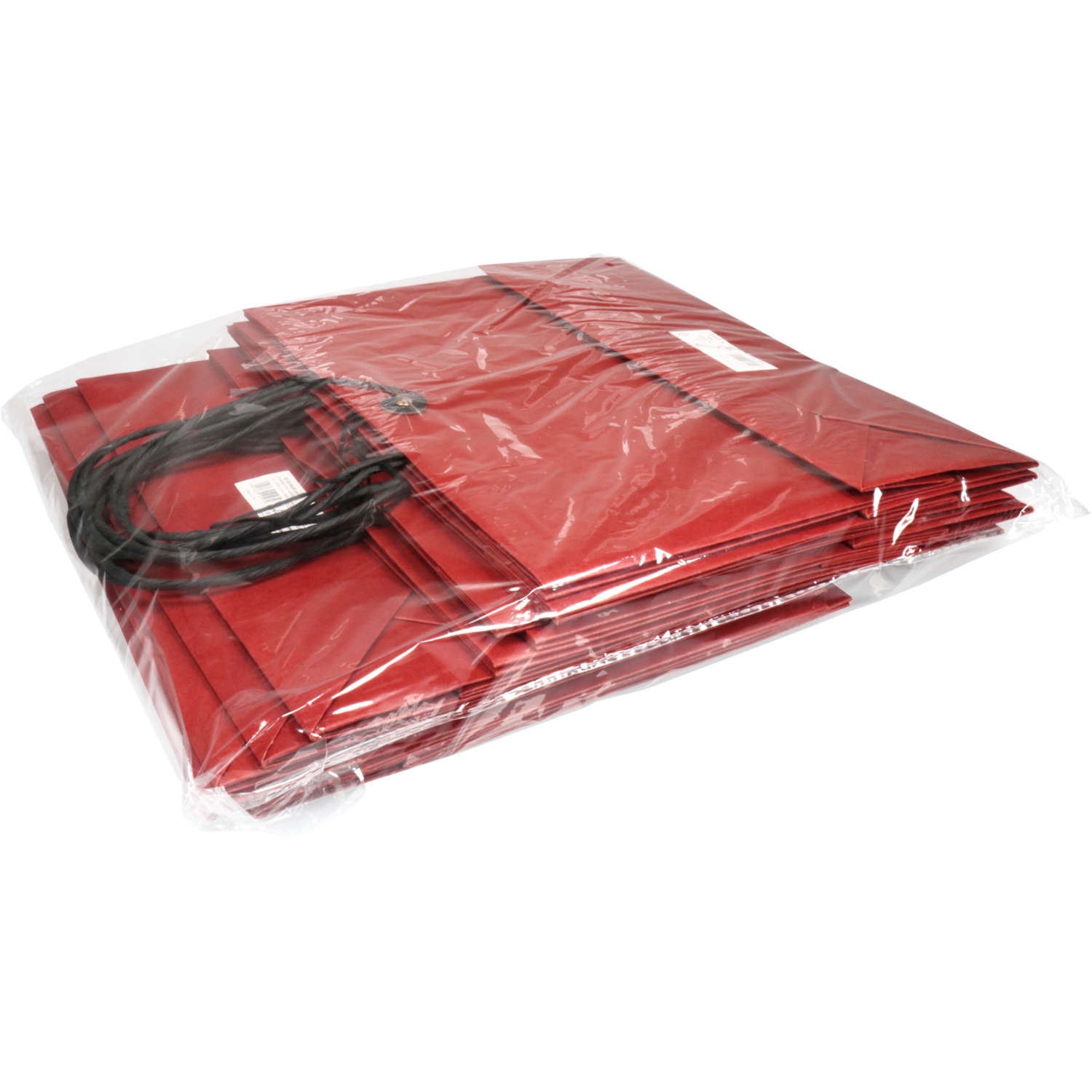 Tas, Papier, gedraaid papieren koord, japanse sluiting, 32.5x 10x24cm, draagtas, rood