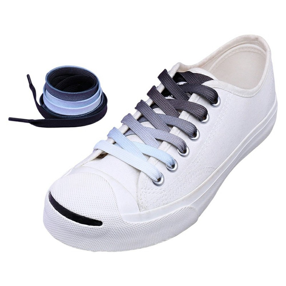 (1 Paar) 95cm Flache Schnürsenkel Klassische Sneaker Schuhbändel mit Farbverlauf - Grau