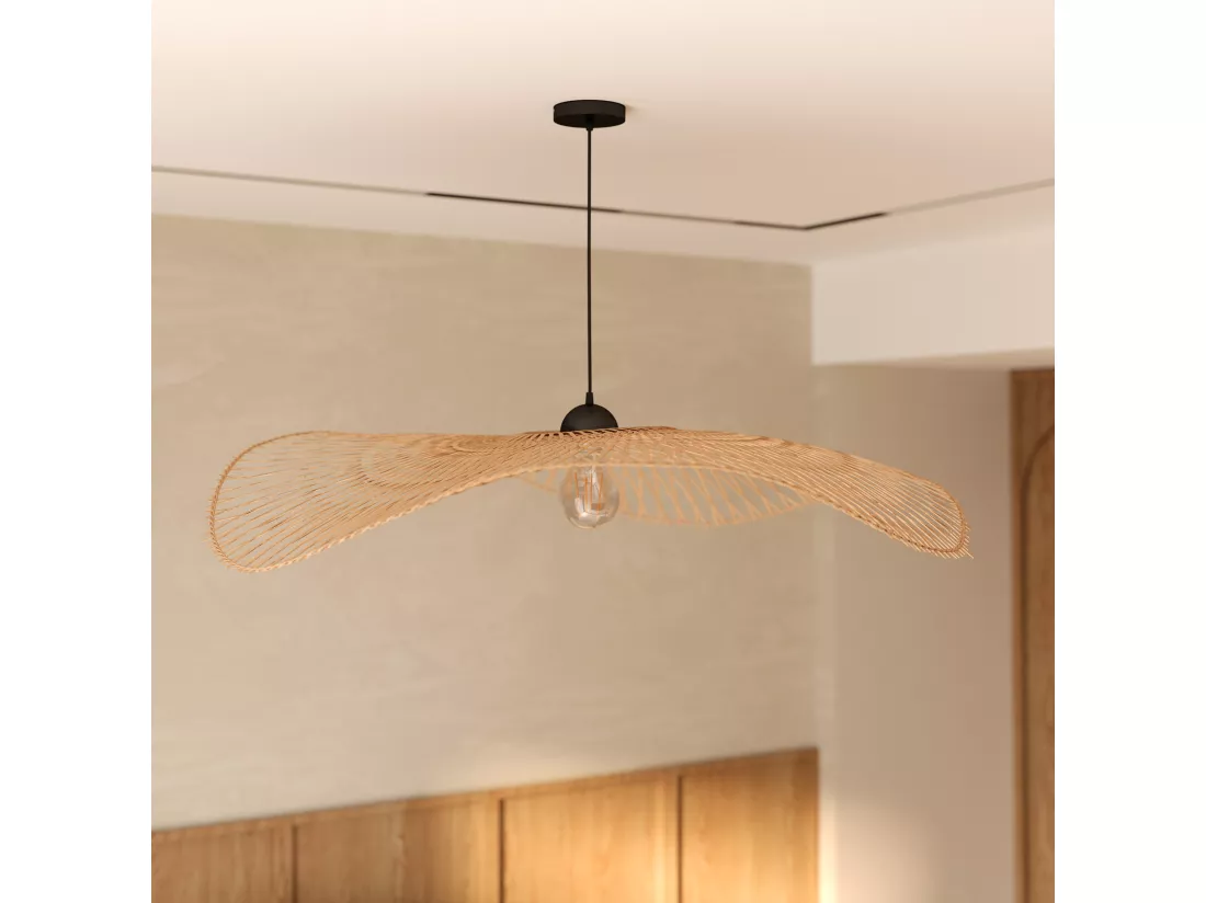 Suspension D100 cm en bambou avec fil noir - Jipi