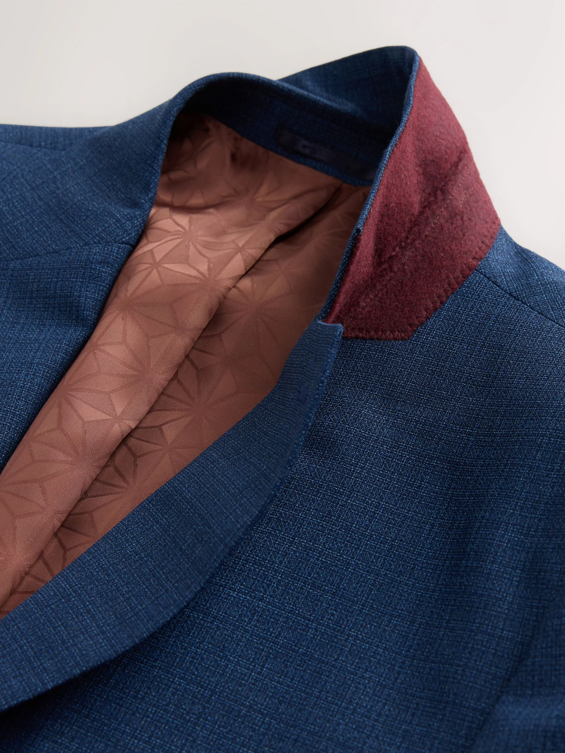 Blauw - Tailored fit - Colbert van wolmix met textuur