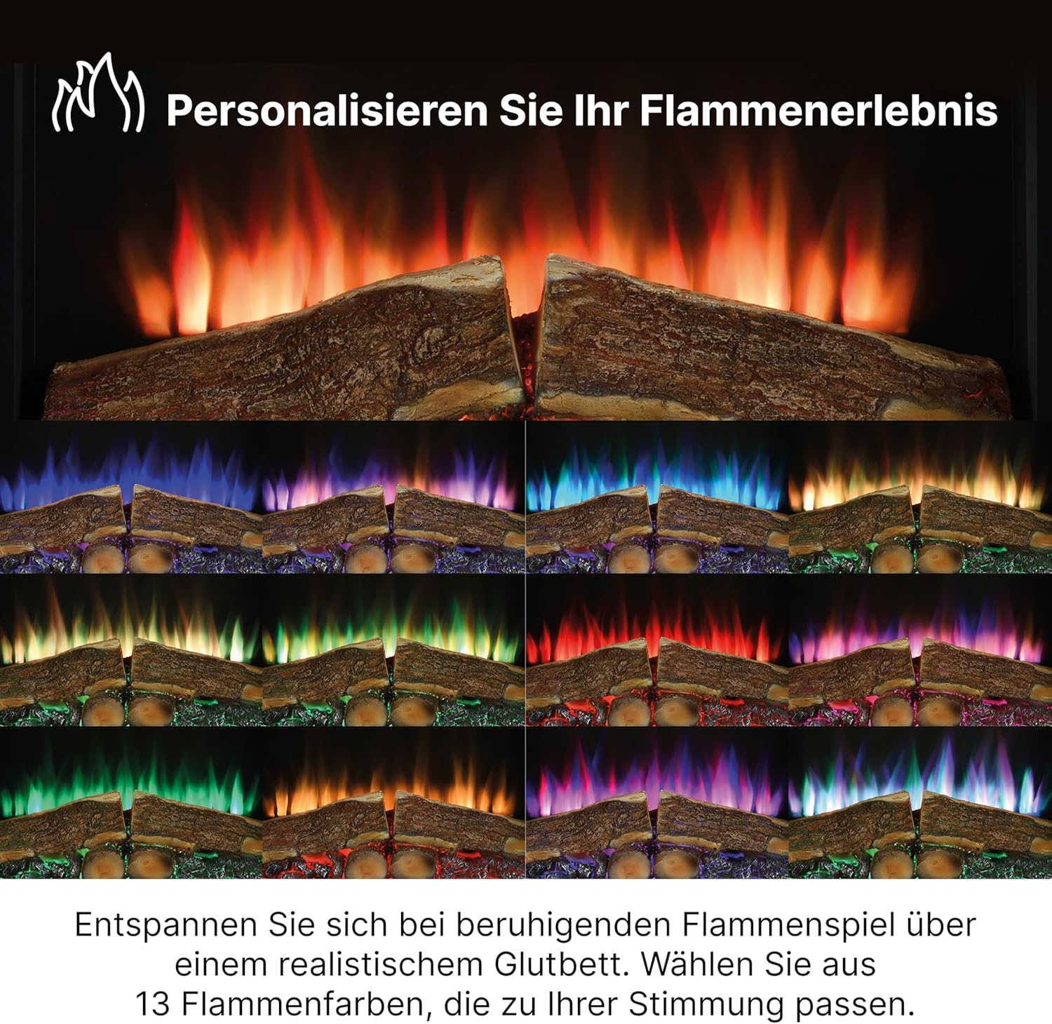 Dimplex Spark 58.4 cm Optiflame Inset Elektri Kamin, Feuerraumeinsatz mit 13 Farbthemen, Einstellbare Flammengeschwindigkeit und Helligkeit mit programmierbarem Timer und Fernbedienung