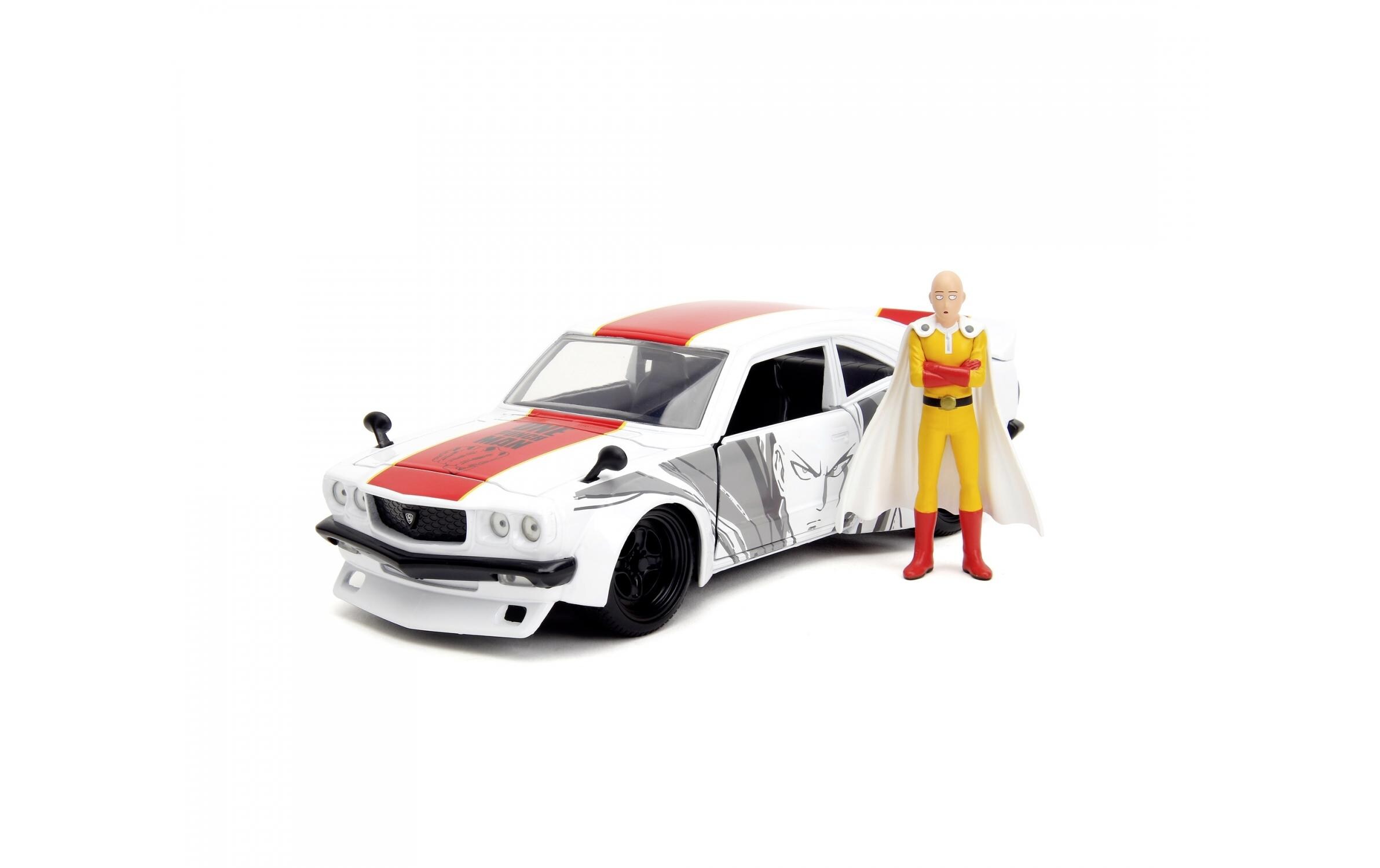 Mazda RX-3 One Punch Man 1:241974 Mazda RX-3 Modellauto mit Saitama Figur