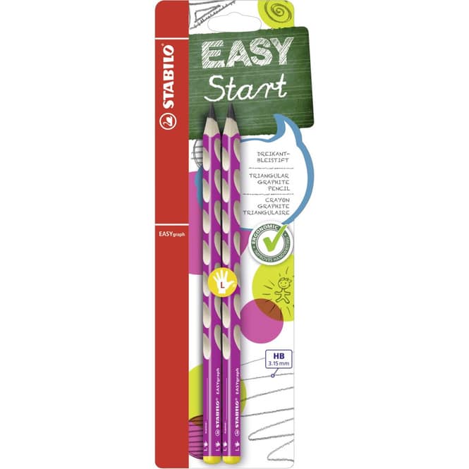 EASYgraph - Start - Dreikant-Bleistift für Linkshänder - pink - 2 Stück