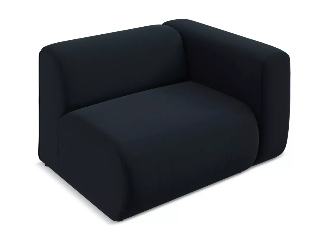 Module avec accoudoirs droit en velours - bleu royal - EKAHI